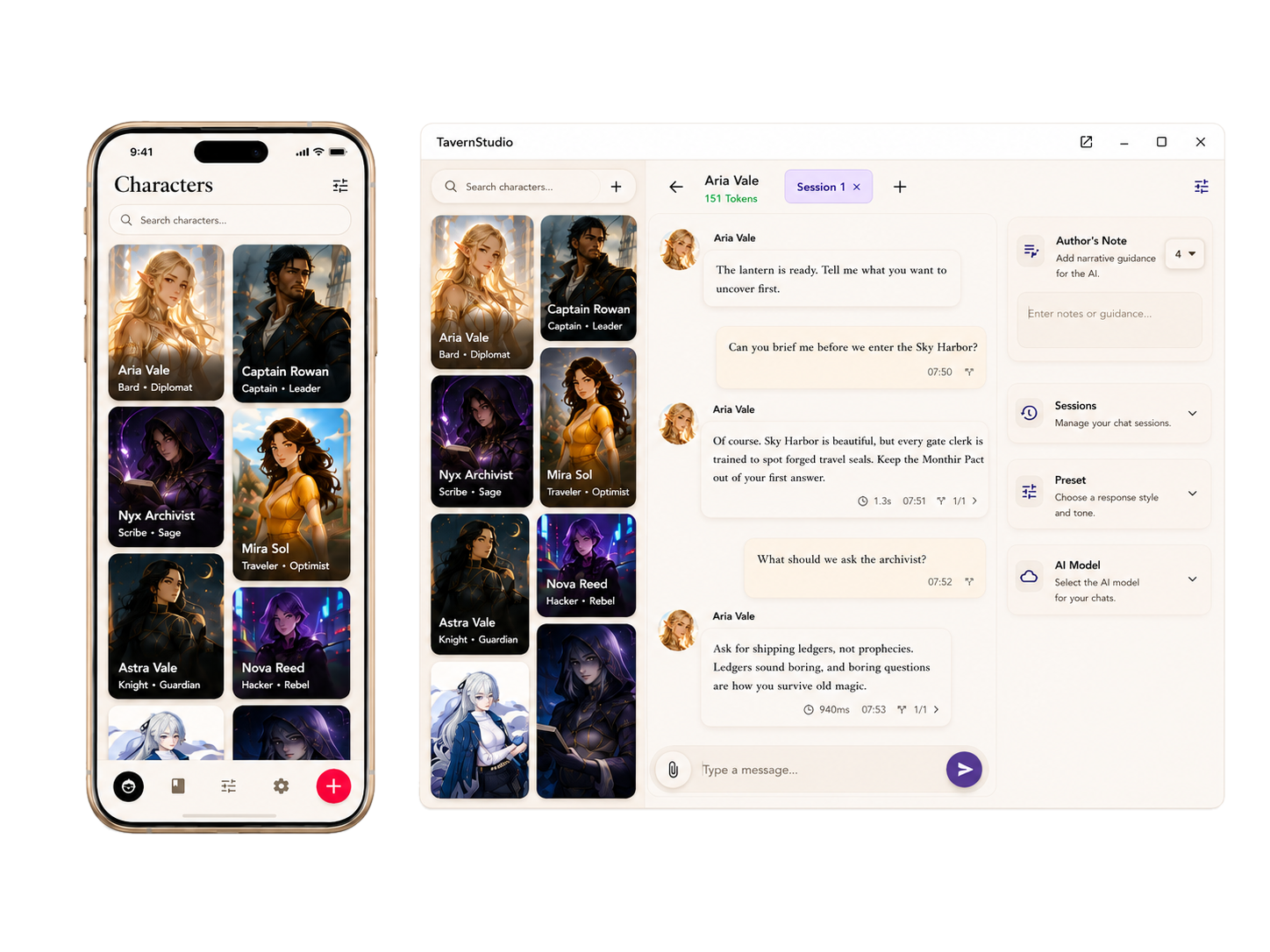 Windows and Android interface showcase
